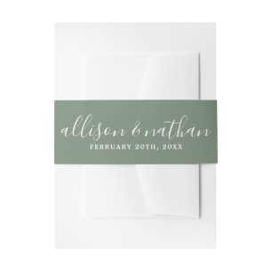 Bandeau De Faire-part Véritable simplicité 1 Bride Groom Dusty Green Mar