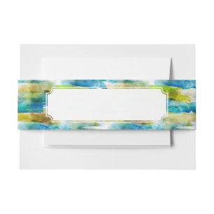 Bandeau De Faire-part Vert abstrait d'aquarelle, bleu