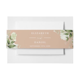 Bandeau De Faire-part Vert Floral Moderne Tan Mariage