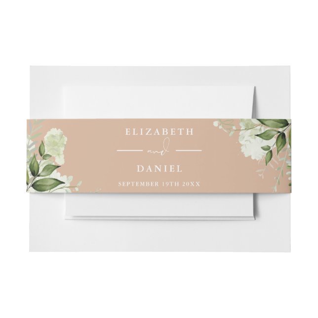 Bandeau De Faire-part Vert Floral Moderne Tan Mariage (Devant Example)