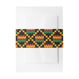 Bandeau De Faire-part Vert, Rouge foncé, Faire-part de mariage Kente Jau