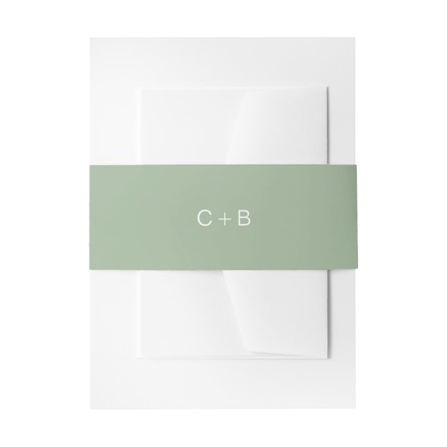 Bandeau De Faire-part Vert sauge monogramme mariage moderne (Devant example)