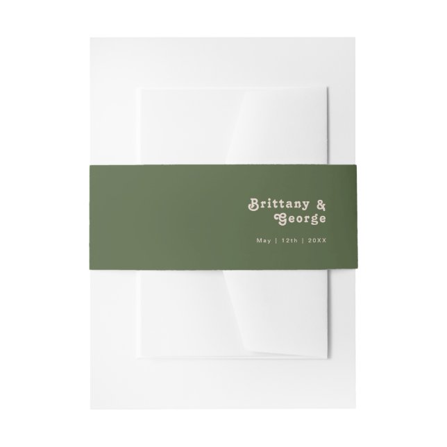 Bandeau De Faire-part Vibes rétro simples | Mariage vert olive (Devant example)