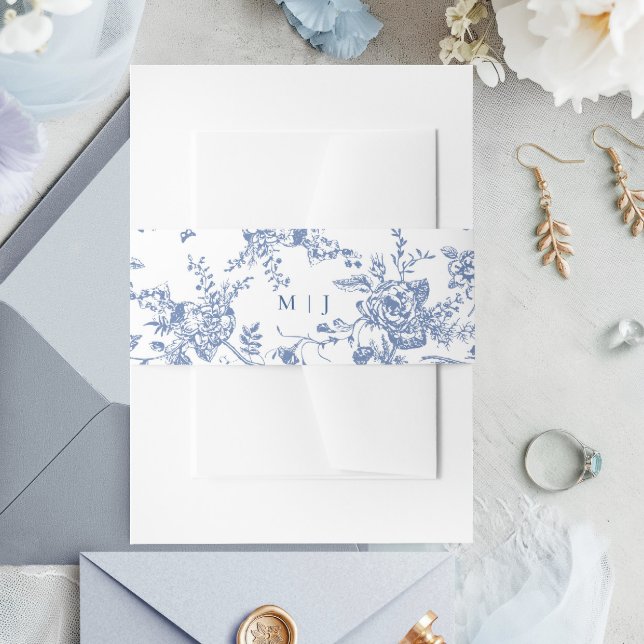 Bandeau De Faire-part Victorien Dusty Bleu Français Jardin Fleurs Mariag (Créateur téléchargé)