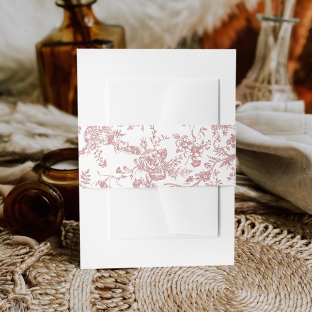 Bandeau De Faire-part Victorien Dusty Rose Français Fleurs de Jardin Mar (Créateur téléchargé)