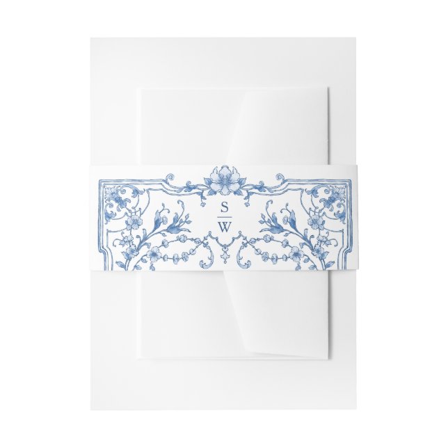 Bandeau De Faire-part Victorien Ornate Grace Floral Dusty Mariage bleu (Devant example)