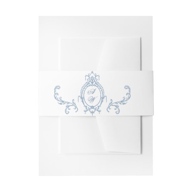 Bandeau De Faire-part Victorien Ornate Grace Floral Dusty Mariage bleu (Devant example)