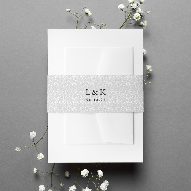 Bandeau De Faire-part Vignes gris pâle Motif Monogramme (Créateur téléchargé)