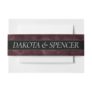Bandeau De Faire-part Vin Velvety Damask Maroon Merlot Grunge Baroque