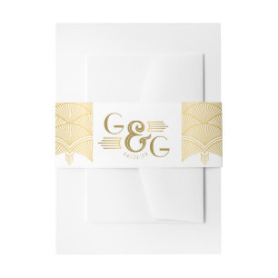 Bandeau De Faire-part Vintage Art Déco or Unique Monogram Arch Mariage