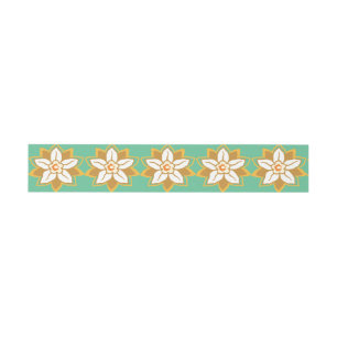 Bandeau De Faire-part Vintage Floral vert et jaune motif Jonquil
