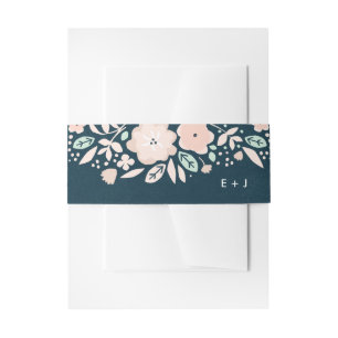 Bandeau De Faire-part Vintage Mariage floral de minuit