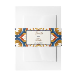 Bandeau De Faire-part Vintage Talavera Azulejo carreaux bleu mariage