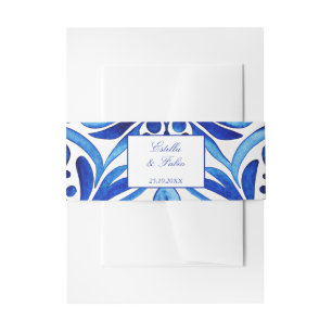 Bandeau De Faire-part Vintage Talavera Azulejo carreaux bleu mariage