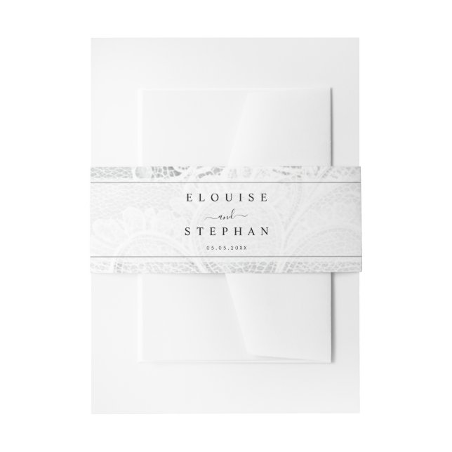 Bandeau De Faire-part Vintage White Lace Wedding (Devant example)