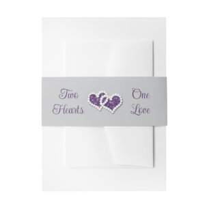 Bandeau De Faire-part Violet, Gris Deux Coeurs, Un Amour