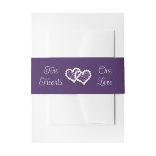 Bandeau De Faire-part Violet, Gris Deux Coeurs, Un Amour