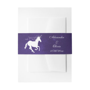 Bandeau De Faire-part Violet Unicorn Wedding Inviter Belly Band