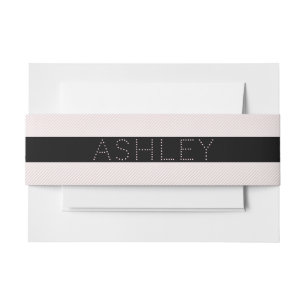 Bandeau De Faire-part Votre nom Ombre Rose mince et bandes blanches