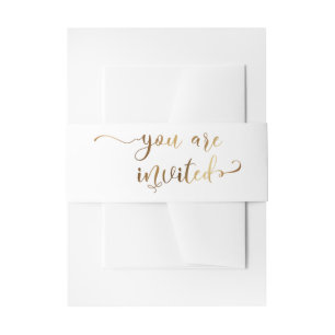 Bandeau De Faire-part Vous êtes invité Elegant Calligraphy Gold and Whit