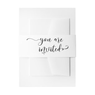 Bandeau De Faire-part Vous êtes invités Calligraphie élégante Noir & Bla