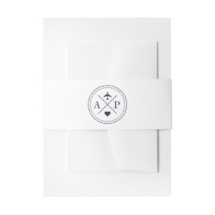 Bandeau De Faire-part Voyage Monogramme de mariage bleu marine