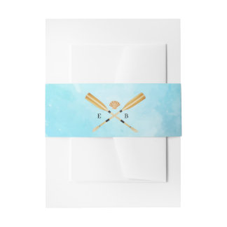 Bandeau De Faire-part Watercolor Beach Oars Mariage