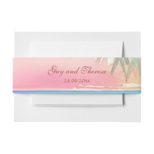 Bandeau De Faire-part Watercolor Mariage de plage tropicale