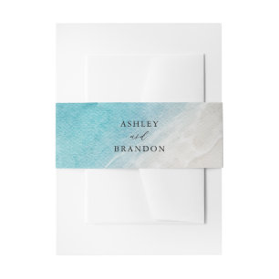 Bandeau De Faire-part Watercolor Ocean Summer Blue Beach Wedding