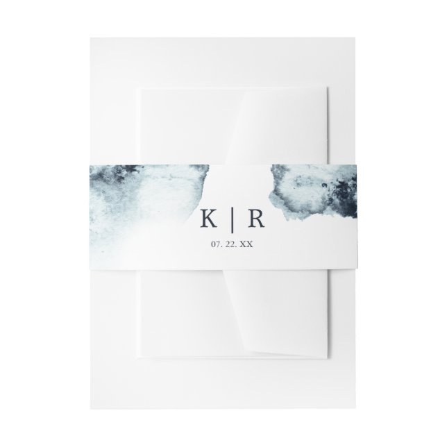 Bandeau De Faire-part Watercolor Waves Mariage Belly Band (Devant example)