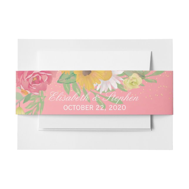 Bandeau De Faire-part Wedding shower Chic Rose Fleurs Parties scintillan (Devant Example)