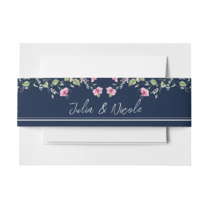 Bandeau De Faire-part Wedding shower en fleur d'Hibiscus rose bleu marin