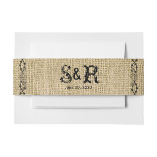 Bandeau De Faire-part Western Burlap Mariage Belly Band