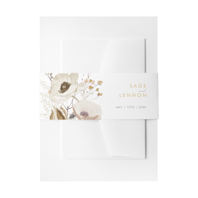 Bandeau De Faire-part Whimsical Fleur sauvage Invitation Bande de ventre (Devant example)
