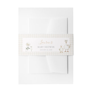 Bandeau De Faire-part Whimsical Silly Goose Beige En vichy Baby shower