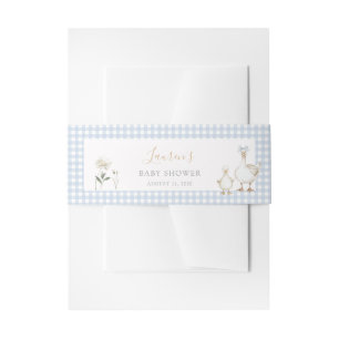 Bandeau De Faire-part Whimsical Silly Goose Blue En vichy Baby shower