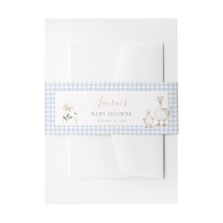 Bandeau De Faire-part Whimsical Silly Goose Blue En vichy Baby shower