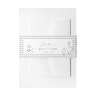 Bandeau De Faire-part Whimsical Silly Goose Purple En vichy Baby shower