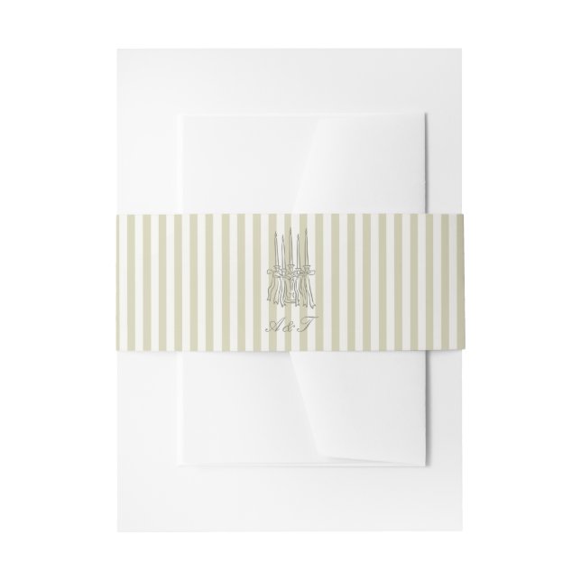 Bandeau De Faire-part Whimsical Stripe Green Wedding Belly Band (Devant example)