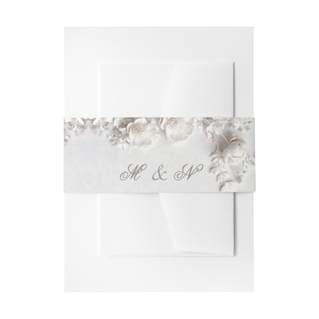 Bandeau De Faire-part White 3 Floral Initials Wedding (Devant example)
