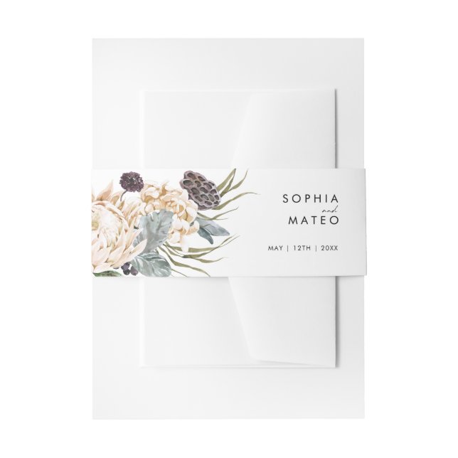 Bandeau De Faire-part White Floral Invitation Belly Band (Devant example)