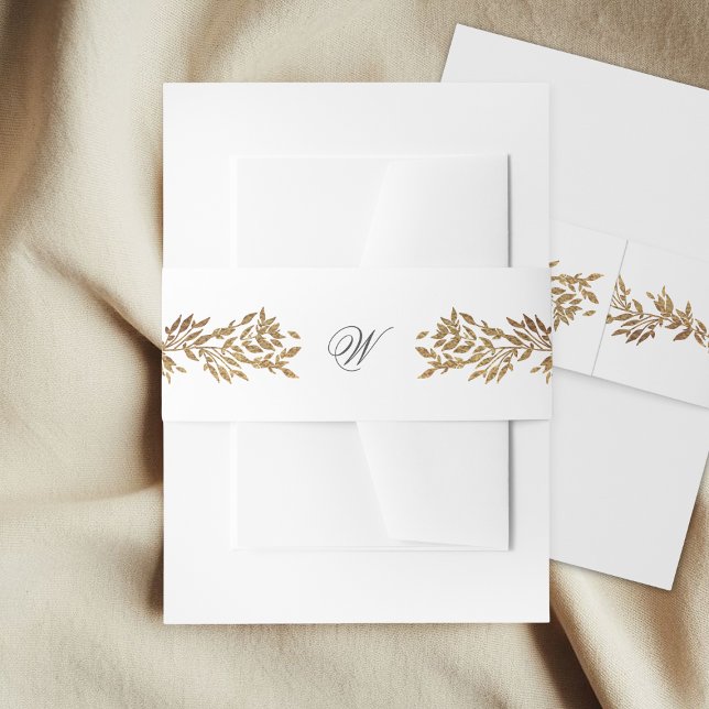 Bandeau De Faire-part white & gold botanical frame monogram wedding (Créateur téléchargé)