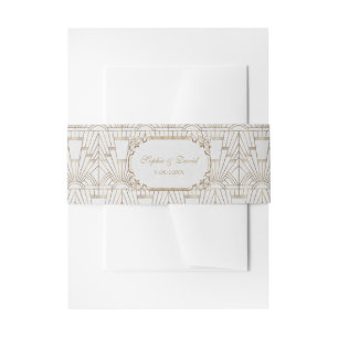 Bandeau De Faire-part White Gold Great Gatsby Art Déco Mariage des année