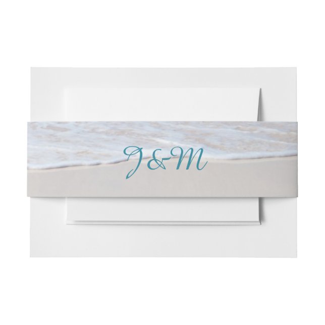 Bandeau De Faire-part White Sandy Beach Wedding Belly Band (Devant Example)