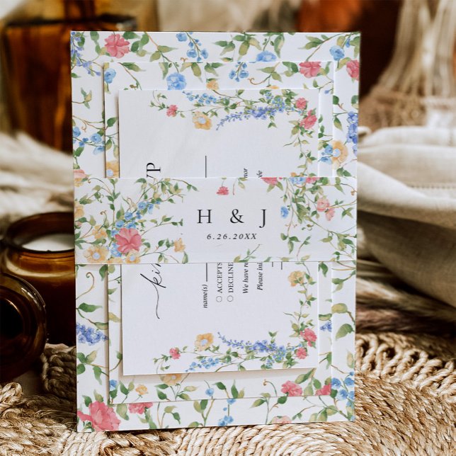 Bandeau De Faire-part Wildflower Monogram Wedding  (Créateur téléchargé)