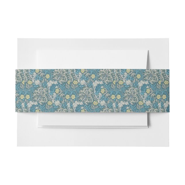 Bandeau De Faire-part William Morris, motif Art nouveau, algues, bleu, f (Devant Example)