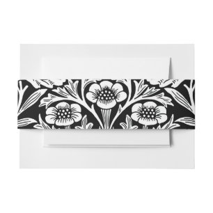 Bandeau De Faire-part William Morris Vintage motif noir blanc chêne
