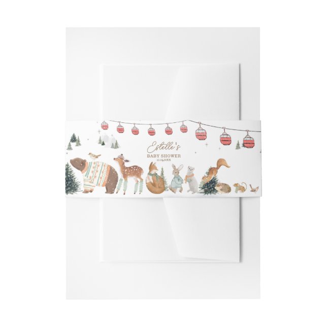 Bandeau De Faire-part Winter Woodland Animals Forest Baby Shower (Devant example)