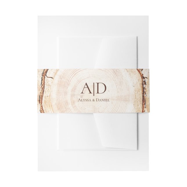 Bandeau De Faire-part Woodland Wedding tree Bark Monogram Custom (Devant example)
