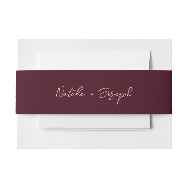 Bandeau De Faire-part  Written Deep Burgundy Retro Whimsical Wedding (Devant Example)